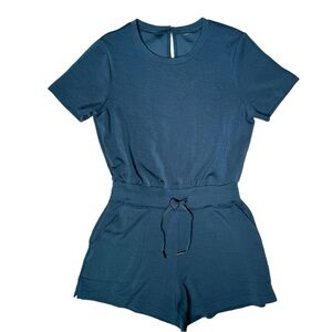 Spanx AirEssentials Romper XS AirLuxe Storm Blue Drawstring Modal 50281R
